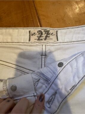 We The Free white denim jeans with contrast stitching